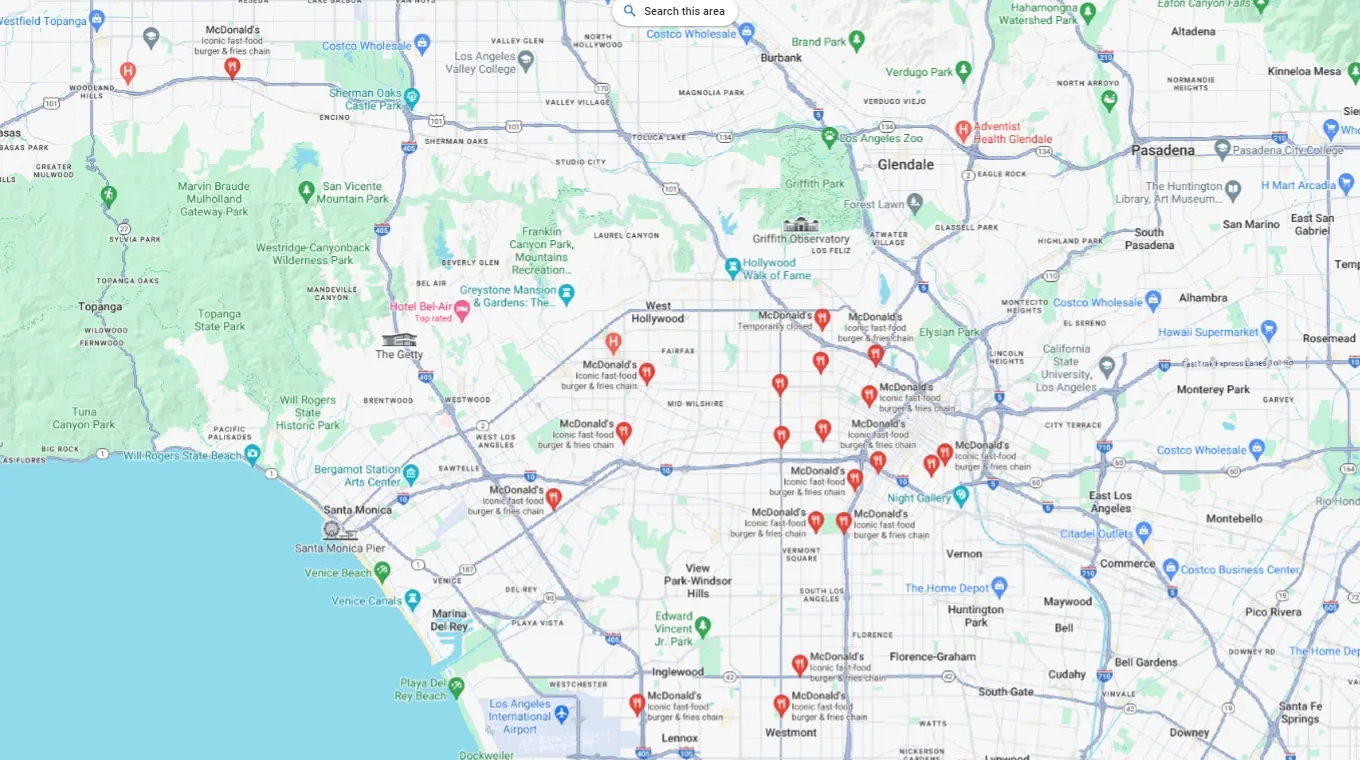 Location Variability - LA, California - McDonald's Breakfast 