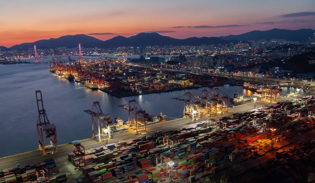 A Brazilian port captured by a drone at night