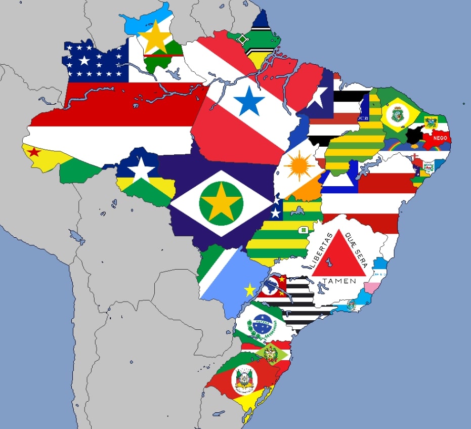 A map of Brazil divided into its states