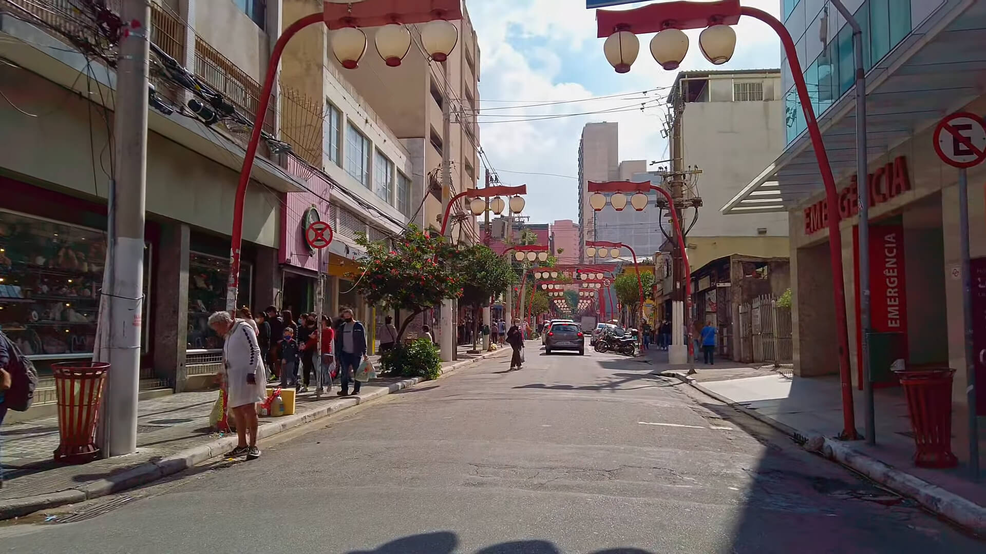 Walking in the Japanese Street Liberdade District in São Paulo