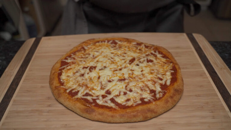 Keto pizza with a lot of cheese as a topping