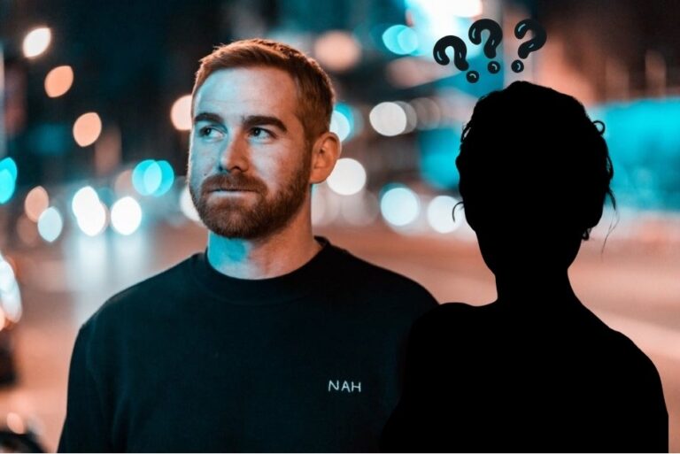 Andrew Santino with the shadow of a mysterious woman reflecting the mystery of his wife