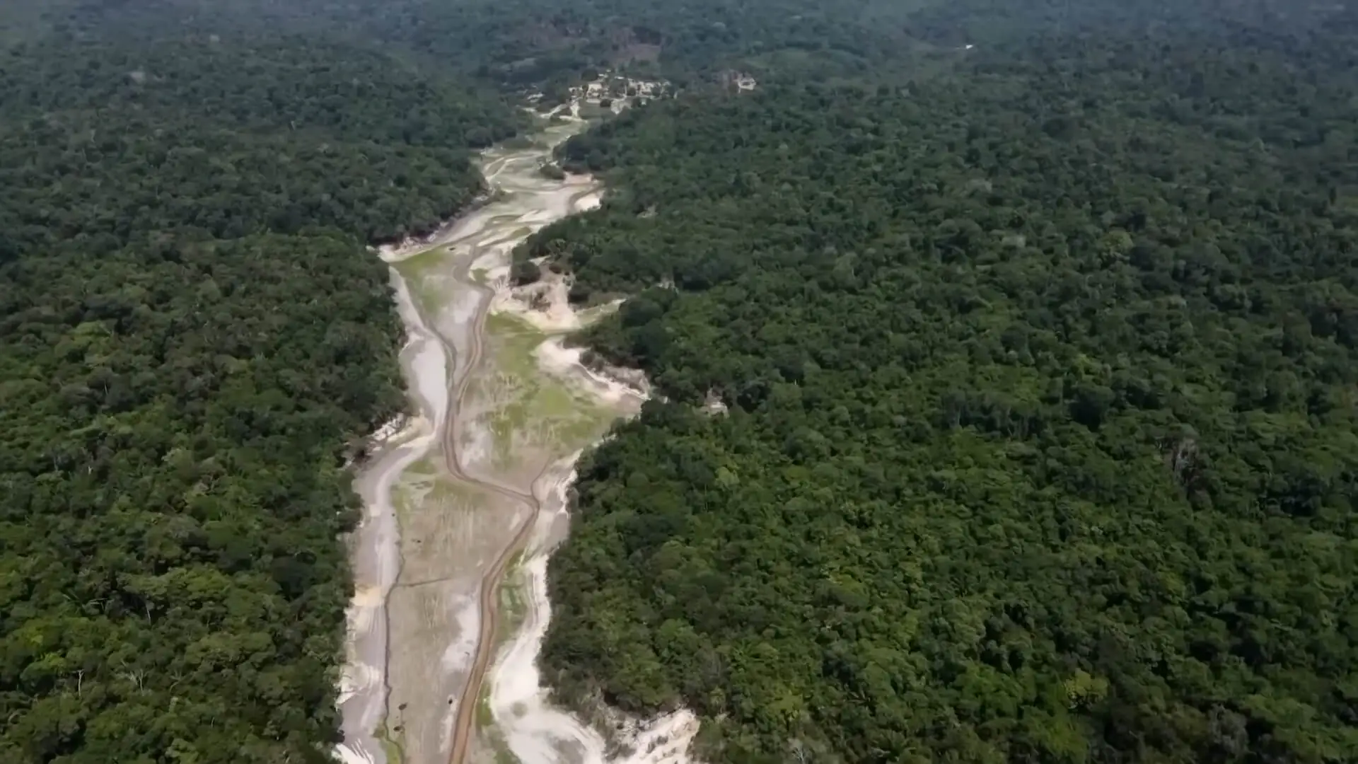 A dried-up riverbed of the Amazon River in Brazil