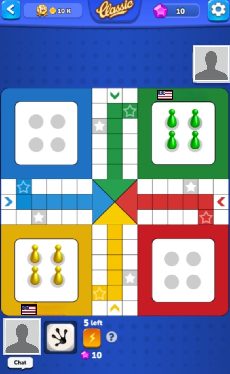 Playing the game Ludo