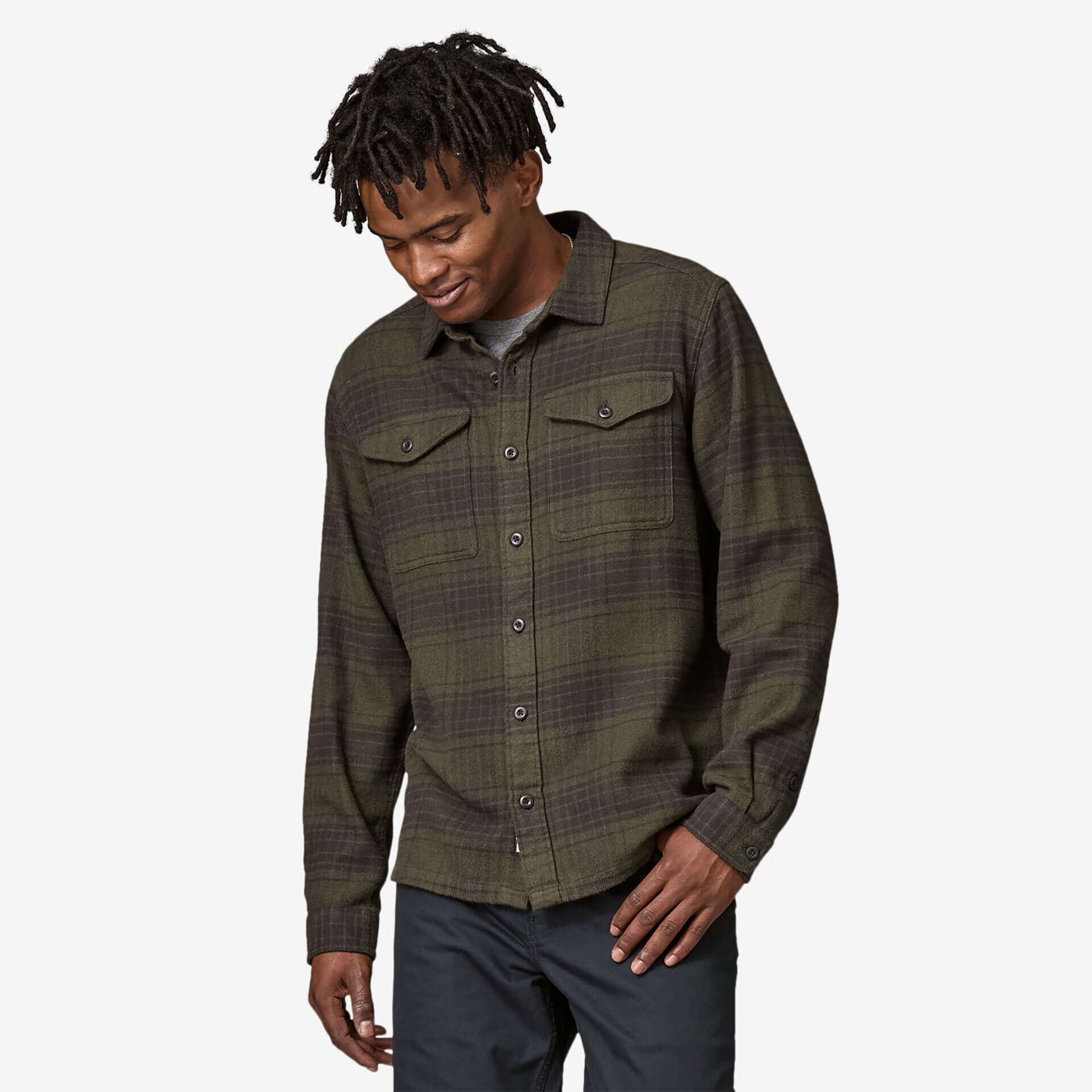 Guy posing in a Fjord Flannel Shirt