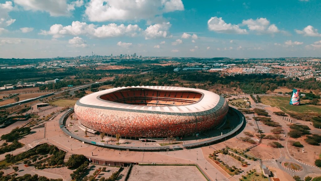 Aerial drone view of FNB Stadium