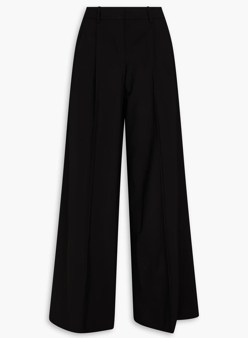 Black high-waisted, wide-leg wool blend trousers from Theory with structured pleats