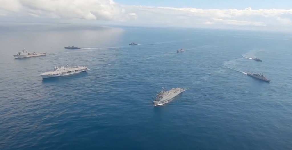 Several ships of the Brazilian Navy on the open sea