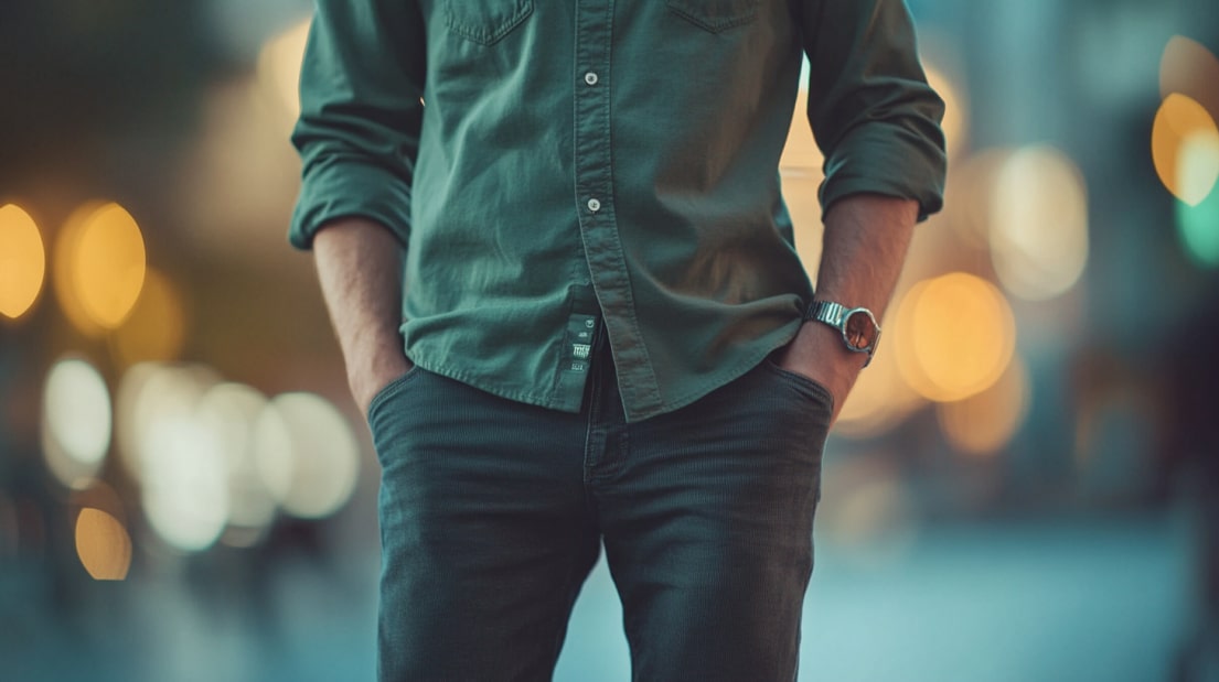 Green Shirt Combination With Grey Pants