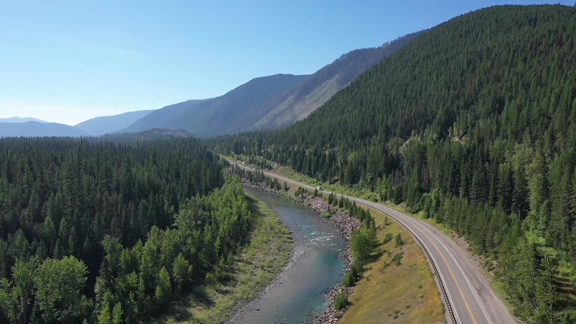 Drone footage of US Highway 2