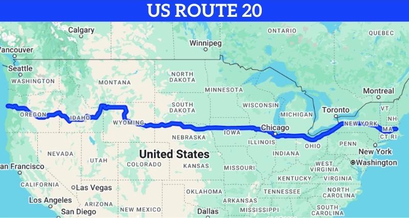 Map of the US Route 20