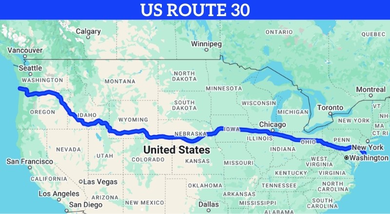 Map of the US Route 30