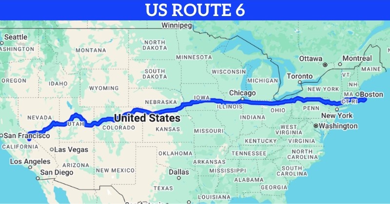 Map of the US Route 6