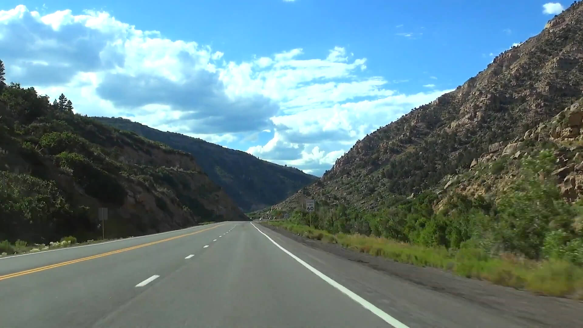 Driving on US Route 6 highway in Canyons of Utah