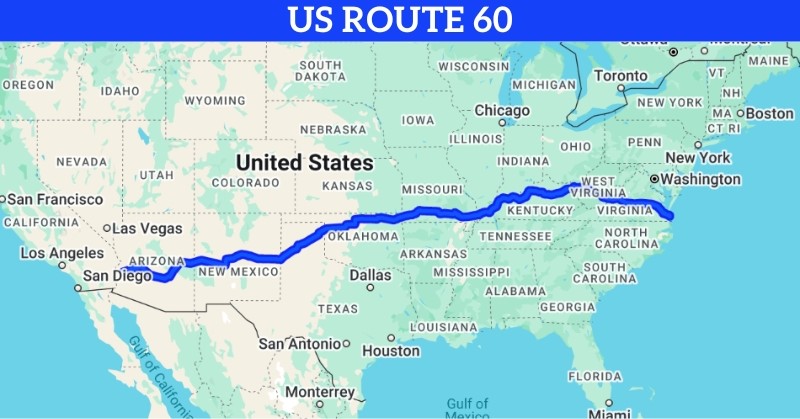 Map of the US Route 60