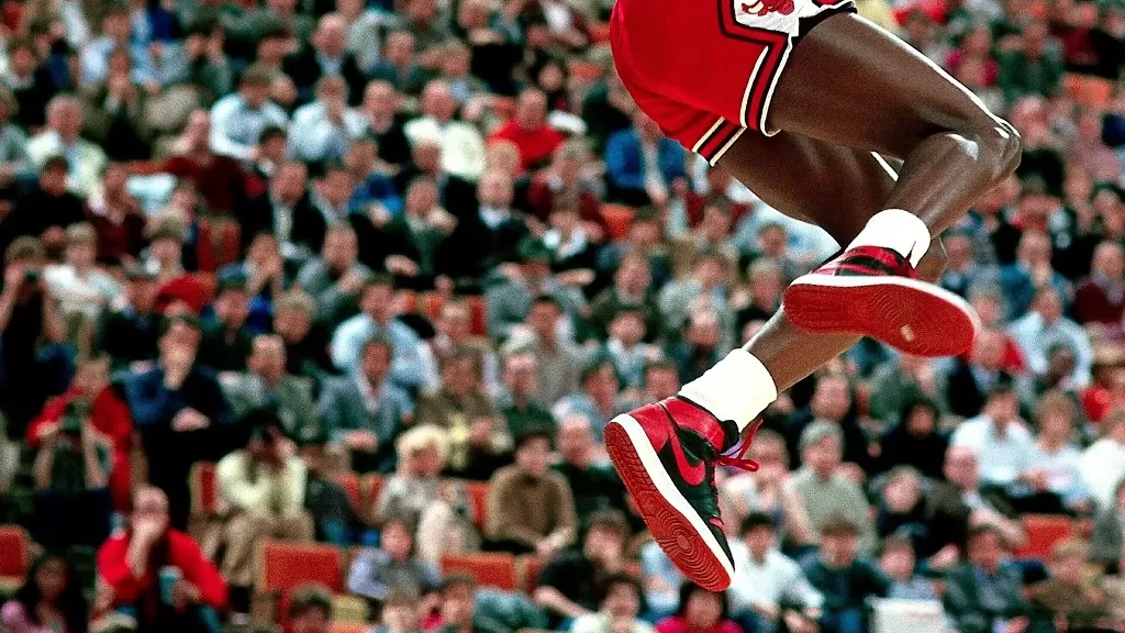 Michael Jordan in his Air Jordan 1 sneakers