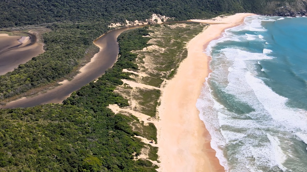 Drone shot of Lagoinha do Leste beach