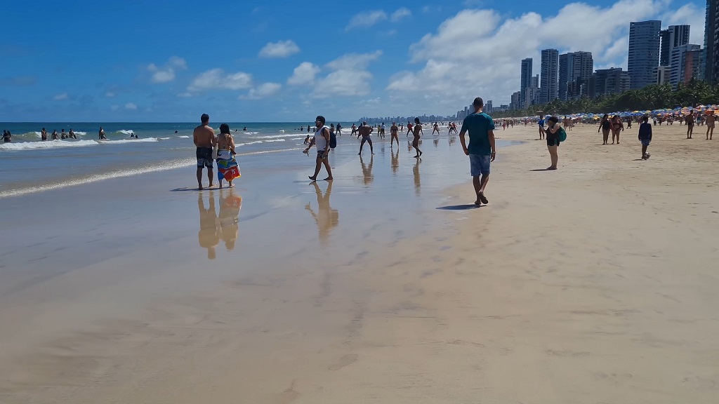 Walking on Boa Viagem Beach in Recife