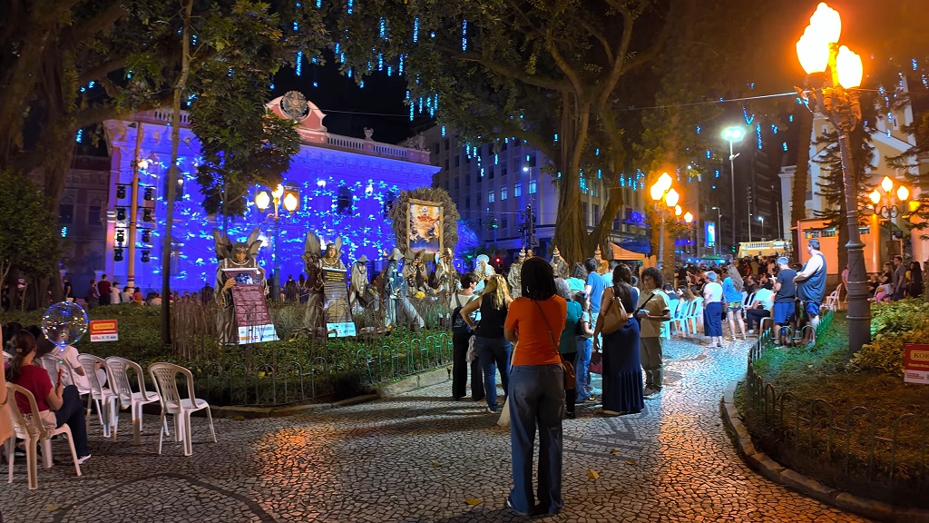 Christmas decorations in downtown of Florianopolis