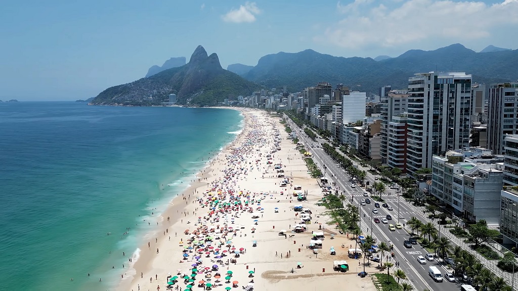 Aerial view of Copacabana beach Rio de Janeior