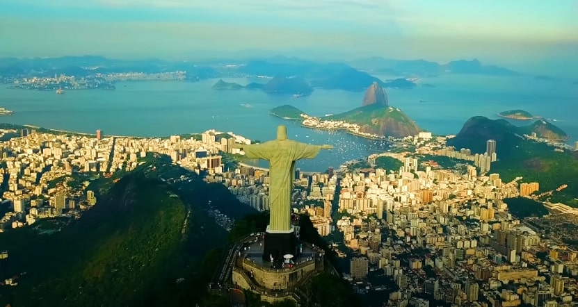 View of Christ the Redeemer statue and panoramic view of Rio de Janeiro