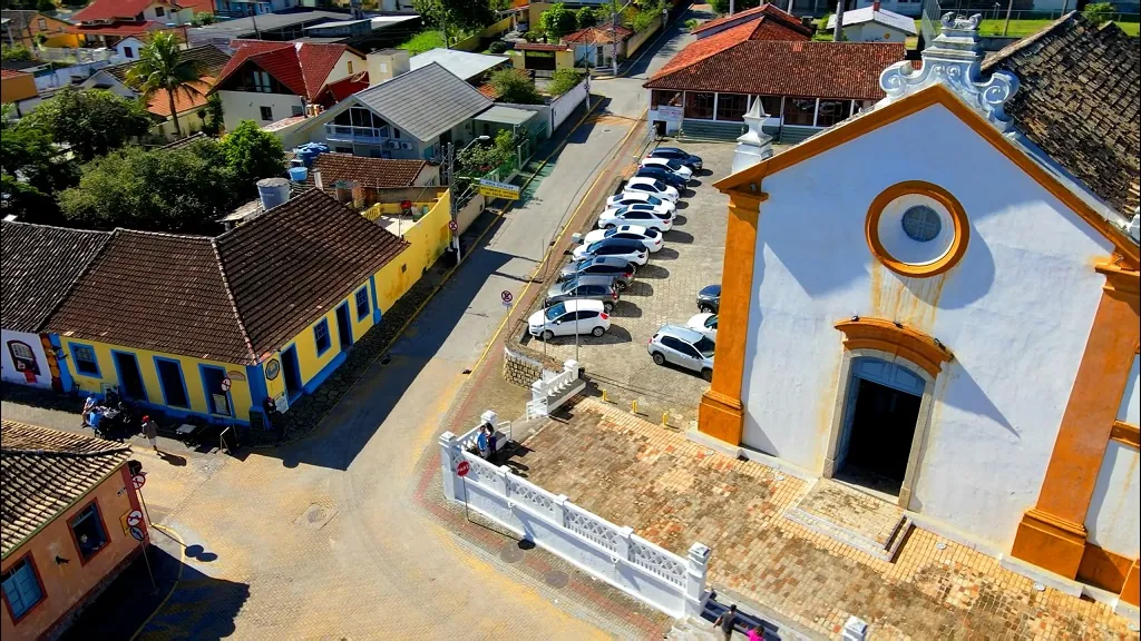 Drone view of Santo Antônio de Lisboa district in Florianópolis