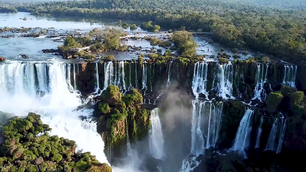 Aerial view of Iguazu waterfall