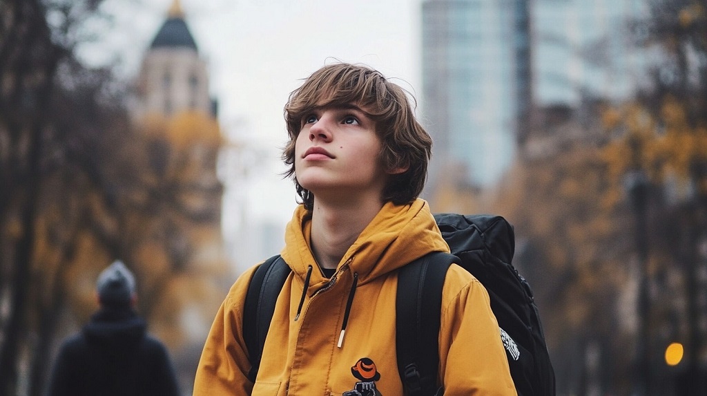 Teenager exploring the city during a trip