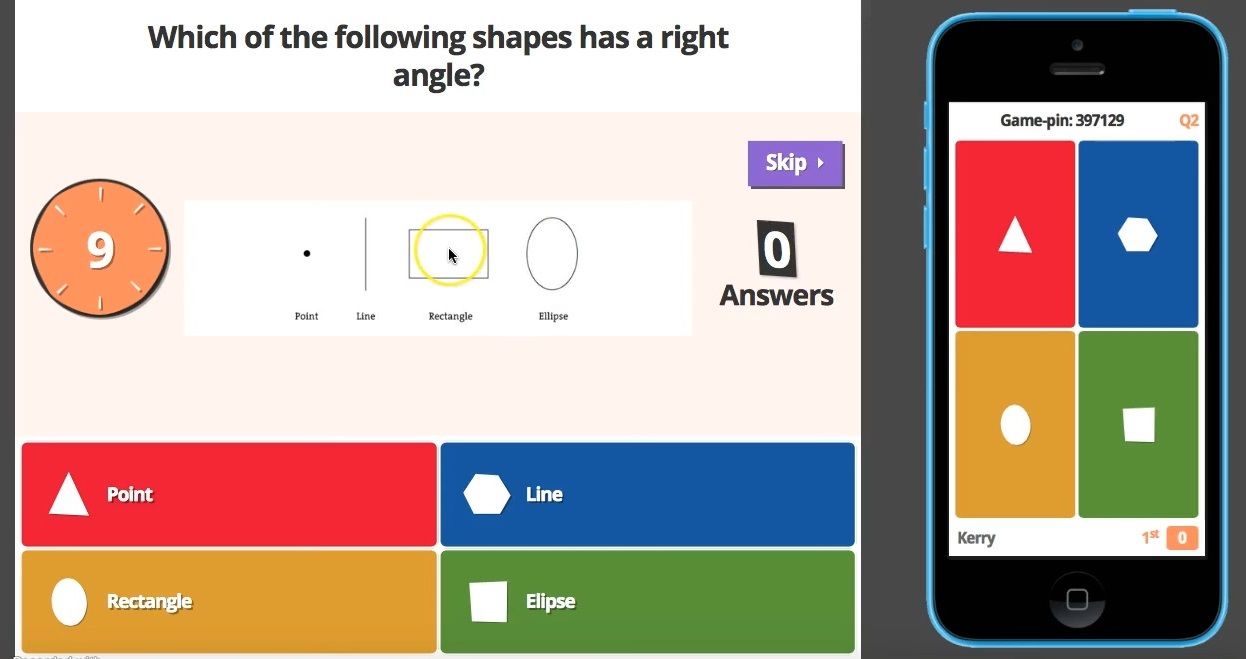 Example of using multiple devices in Kahoot