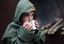 A Woman Drinking Peppermint tea to relax.