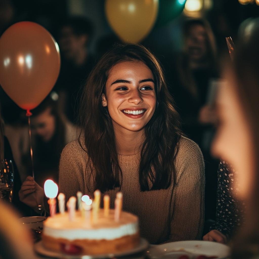 A girl at a birthday celebration