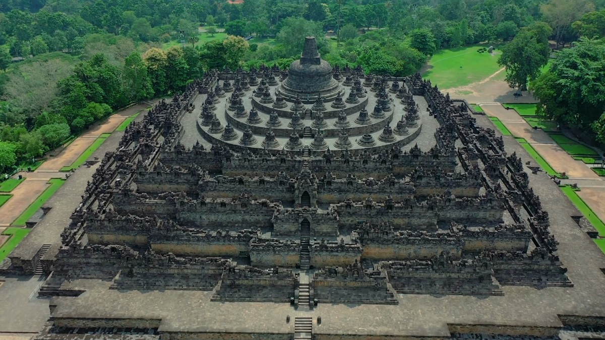 Aerial view of Borobudur Temple