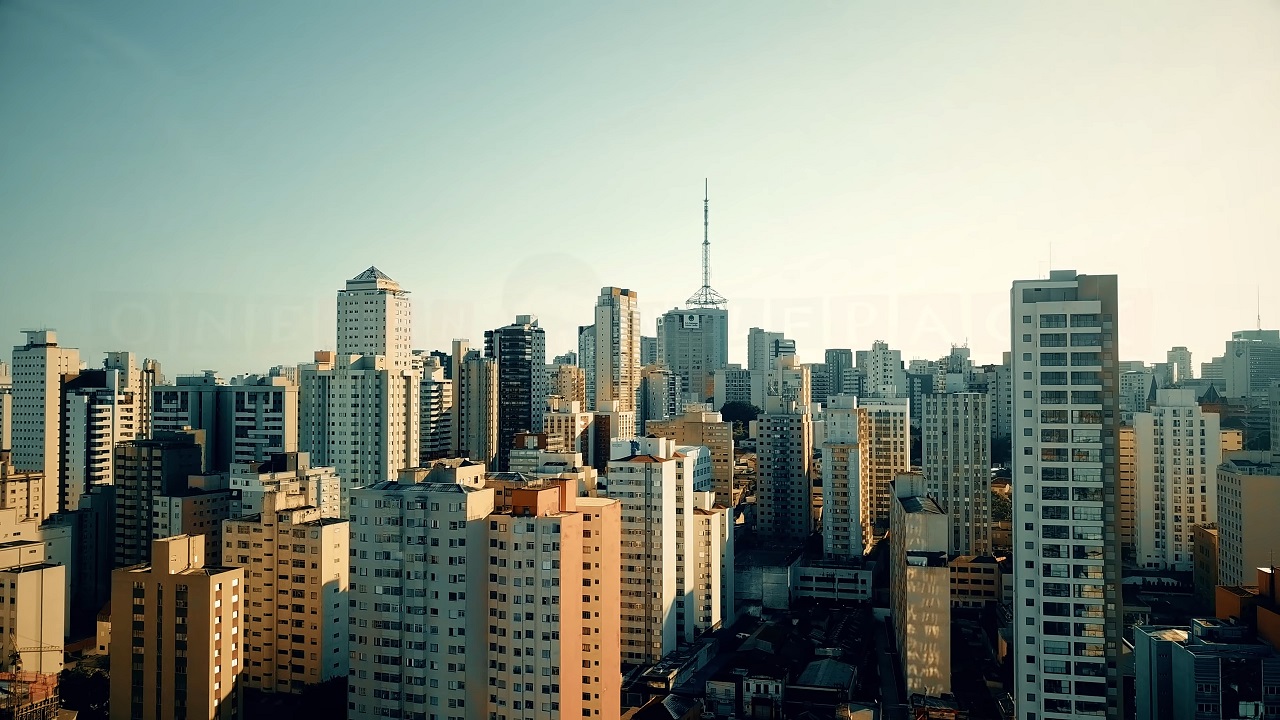 An aerial view of the financial district in São Paulo