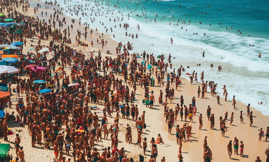 Crowded beach in Rio de Janeiro