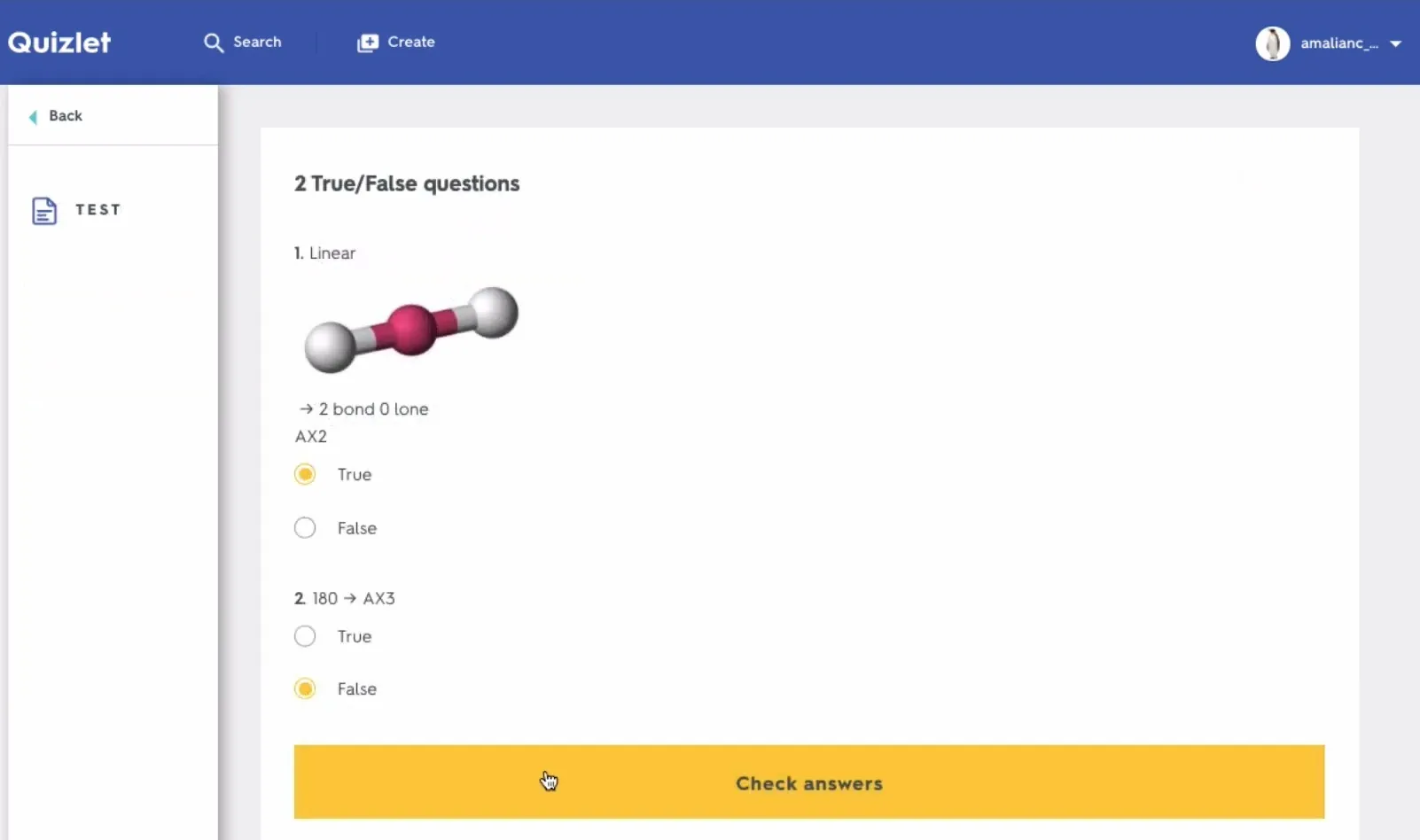 Example of a Quiz on the Quizlet platform