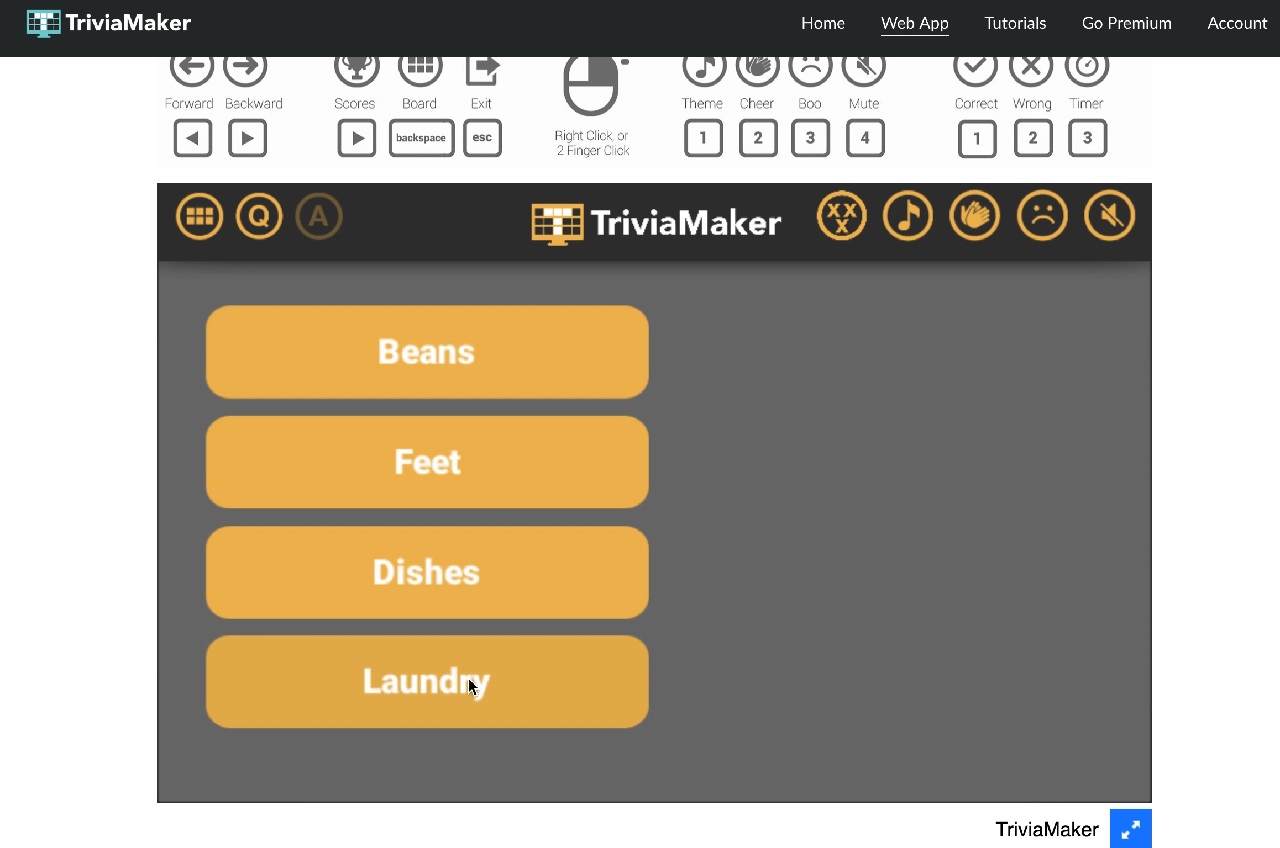 Quiz on the TriviaMaker platform