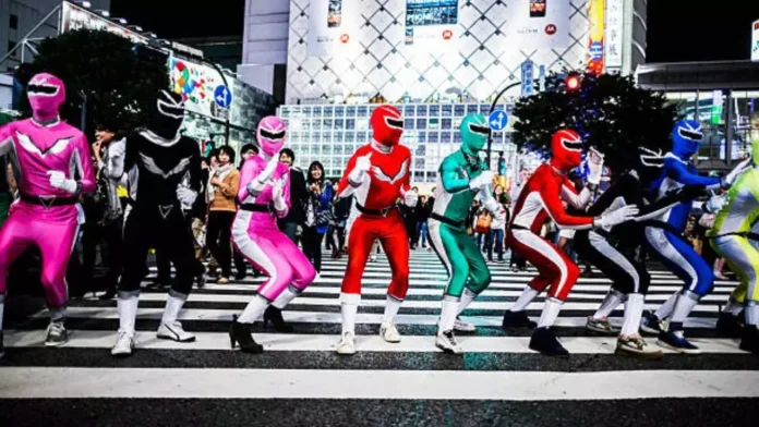 Police officers dressed as Power Rangers at Sao Paulo Carnival 2025